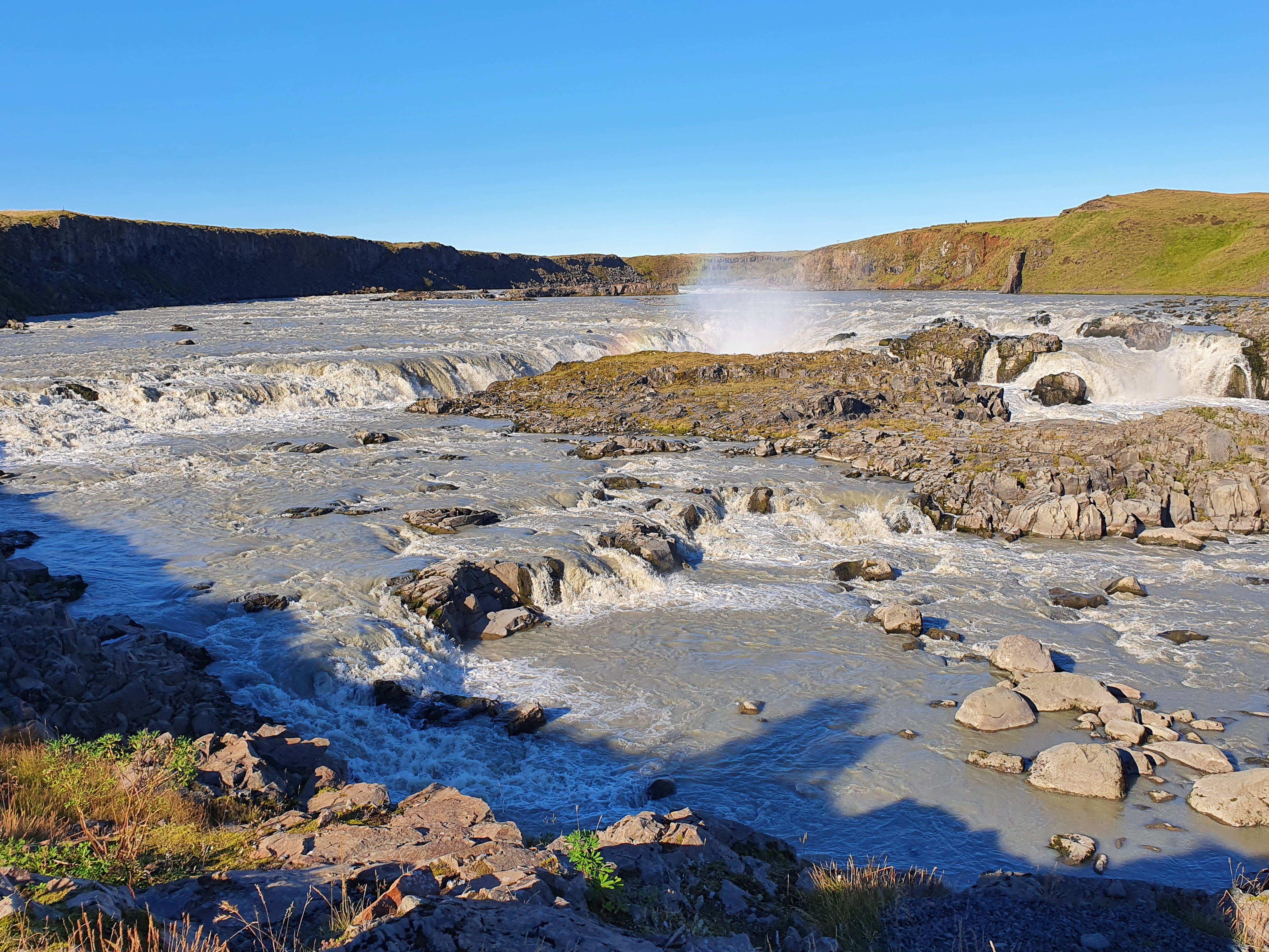 Close-up of Gullfoss upper cascade with powerful water flow